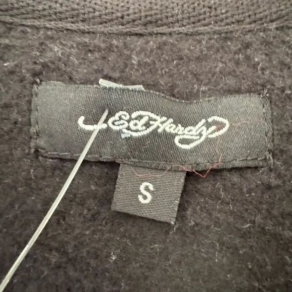 Ed Hardy Black Snake  Skull Logo Cropped Zip Up Hoodie Sweatshirt SZ S #2290 - Picture 8 of 14